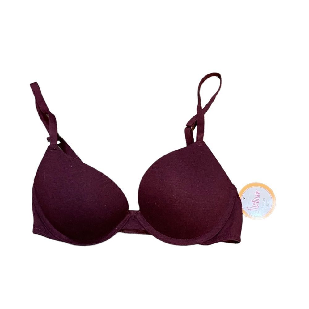 NWT Flirtitude Maroon Cotton T-Shirt Bra 32C